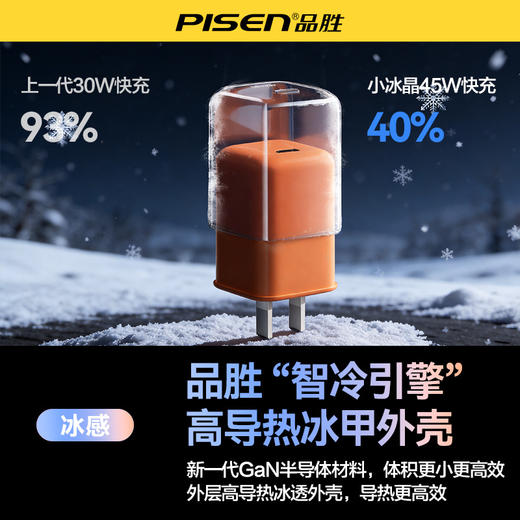 品胜 氮化镓水晶冰透款单口45W快速充电器 /充电器套装 支持苹果17手机快充充电头 商品图1