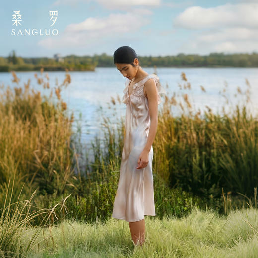 雾月花影』桑罗晕染印花真丝睡裙100%桑蚕丝女连衣裙2026年新款 商品图0