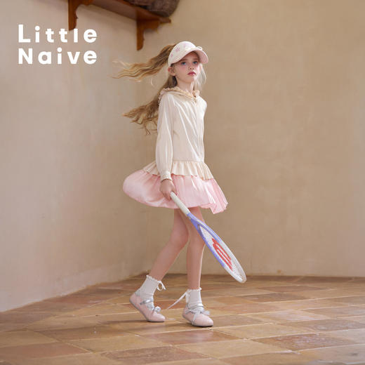 Little Naive女童缎面百褶裙裤夏季百搭时髦短裙儿童纯色半身裙 商品图3