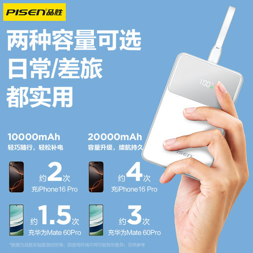 品胜 方屏数显电立方22.5W快充电宝 带线 移动电源 10000/20000毫安支持苹果小米华为 充电宝 商品图3