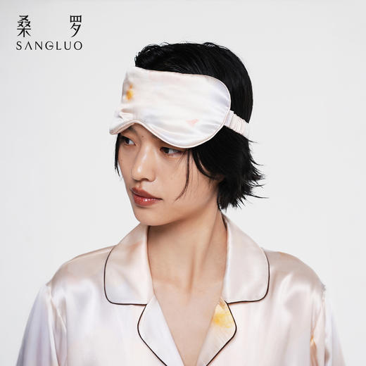 雾月花影』桑罗晕染印花真丝眼罩100%桑蚕丝遮光助睡眠2026年新款 商品图1