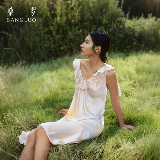 雾月花影』桑罗晕染印花真丝睡裙100%桑蚕丝女连衣裙2026年新款 商品图3