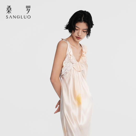 雾月花影』桑罗晕染印花真丝睡裙100%桑蚕丝女连衣裙2026年新款 商品图4