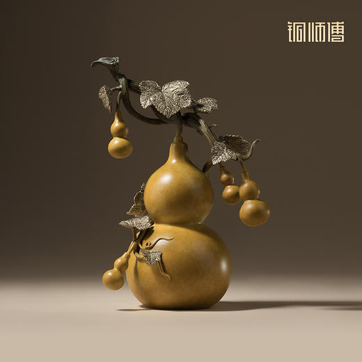 铜师傅《福盈满堂》中式铜葫芦摆件 客厅玄关乔迁开业送礼工艺品 商品图3