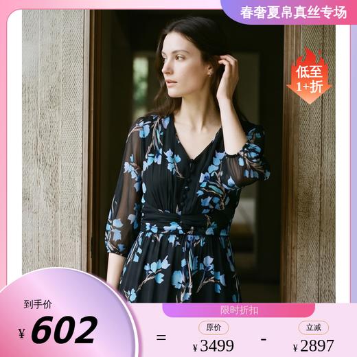 PALUOPO/PL乔其清透空气层次轻奢连衣裙ES260109Z 商品图0