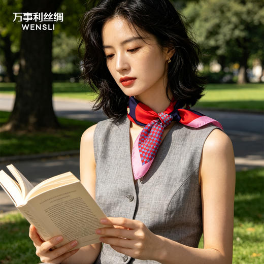 万事利SHINE系列双面印花小方巾-乱序 商品图0