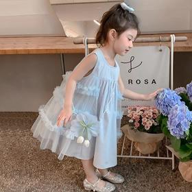 女童连衣裙夏季新款洋气小女孩公主裙夏装儿童裙子【送包包】宝宝背心裙90-140★娃娃优选