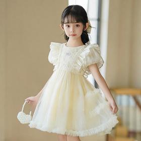 女童泡泡袖公主裙夏季新款女孩生日礼服裙子洋气儿童连衣裙100-140★娃娃优选