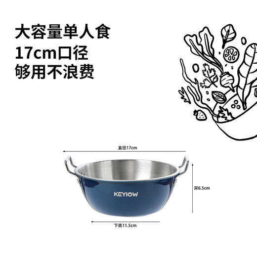 “拍1发3”KEYIOW 304不锈钢双耳泡面碗 便携折叠 双耳防烫 商品图2