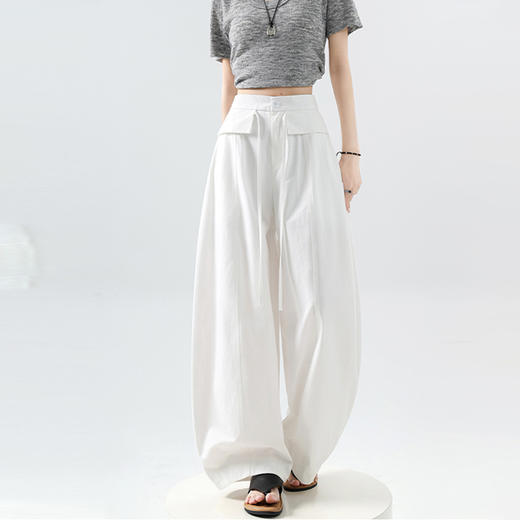 西遇日系慵懒风气球裤女2026年夏季新款高腰显瘦抽绳阔腿休闲裤SS060456 商品图3