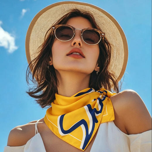 万事利SHINE系列双面印花小方巾/斜巾-燃 商品图0