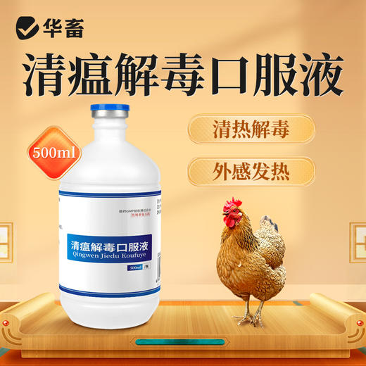 华畜兽用 清瘟解毒口服液500ml 感冒发烧 四季流感 禽呼吸道病药 商品图0