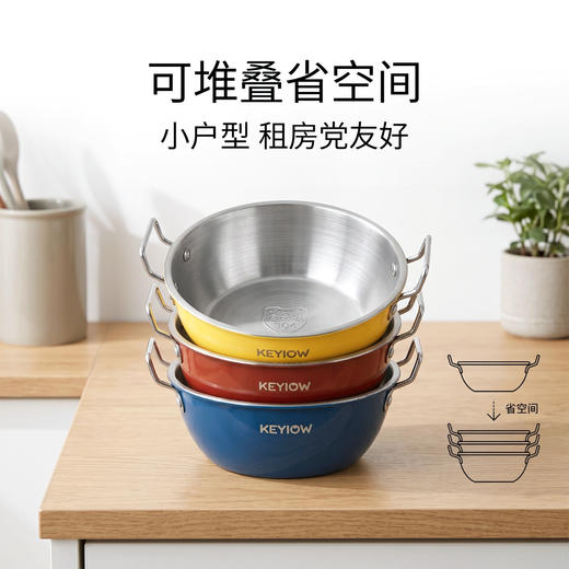“拍1发3”KEYIOW 304不锈钢双耳泡面碗 便携折叠 双耳防烫 商品图6