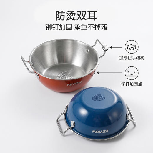 “拍1发3”KEYIOW 304不锈钢双耳泡面碗 便携折叠 双耳防烫 商品图3