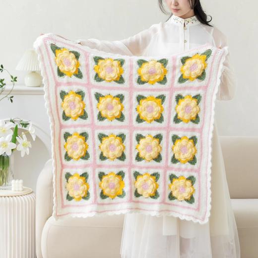 苏苏姐家迎春花毯手工diy编织梦羽纯色100g钩针毛线团毯子材料包 商品图2
