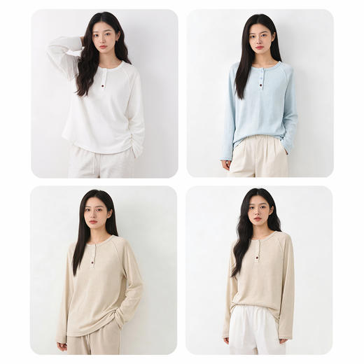 PSQUEEN 纽扣点缀休闲上衣 软糯亲肤 松弛慵懒 3色可选 商品图4