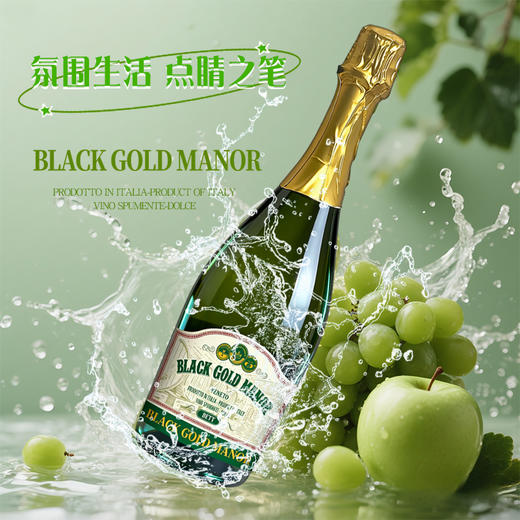 【意大利进口 格雷拉+霞多丽混酿 白桃雪梨花香】黑金庄 ® 贝特白起泡葡萄酒9.5%vol 750ml 商品图0