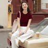 爆单3-7天发货！纯棉棉韩系红T恤白天丝牛仔裤两件套 商品缩略图1