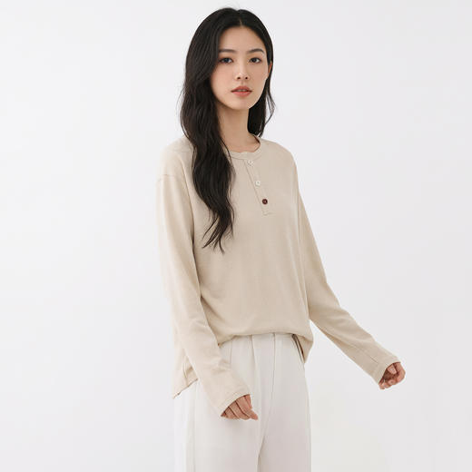 PSQUEEN 纽扣点缀休闲上衣 软糯亲肤 松弛慵懒 3色可选 商品图1