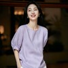 爆单3-7天发货！【浅紫亚麻天丝短袖衫】软 fufu 的松弛感谁穿谁温柔，紫色氛围感太绝 高级感拉满 商品缩略图3