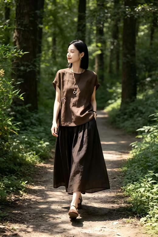 姹弥·凡克亚棕亚麻棉娃娃衫 | 优雅女性甜系穿搭，甜而不俗，自带复古的知性和克制的浪漫 商品图4