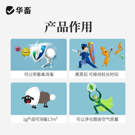 华畜百独消600g  净化空气 孕畜可用 烟熏消毒剂可带畜使用 商品图1