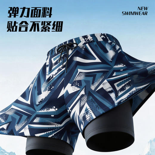 成人泳裤男士平角五分款泳衣套装防尴尬宽松速干休闲游泳短裤男款 商品图2