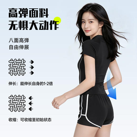 泳衣女  夏季分体休闲运动学生泳装保守专业成人短袖两件套游泳衣 商品图3