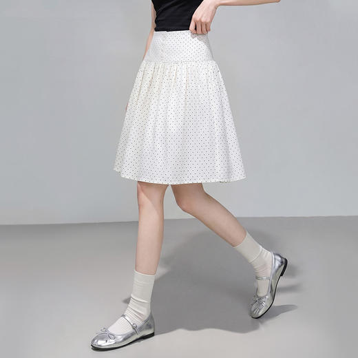 西遇白色波点半身裙女2026年夏季新款高腰显瘦法式复古A字蓬蓬裙E0060475 商品图2