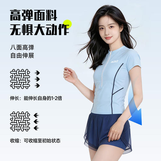 新款分体泳衣女两件套夏季学生游泳衣显瘦遮肚运动风女士泳衣套装 商品图3