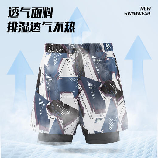 成人泳裤男士平角五分款泳衣套装防尴尬宽松速干休闲游泳短裤男款 商品图3