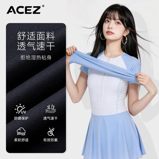夏季新款泳衣女连体运动学生简约保守修身泳装显瘦度假游泳衣 商品图3