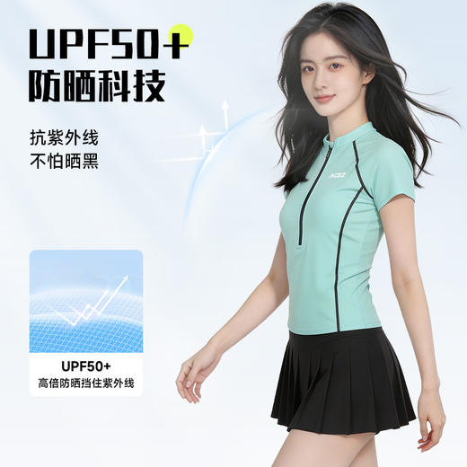 泳衣女分体保守学生运动款游泳衣两件套裙式防晒显瘦女孩游泳套装 商品图2