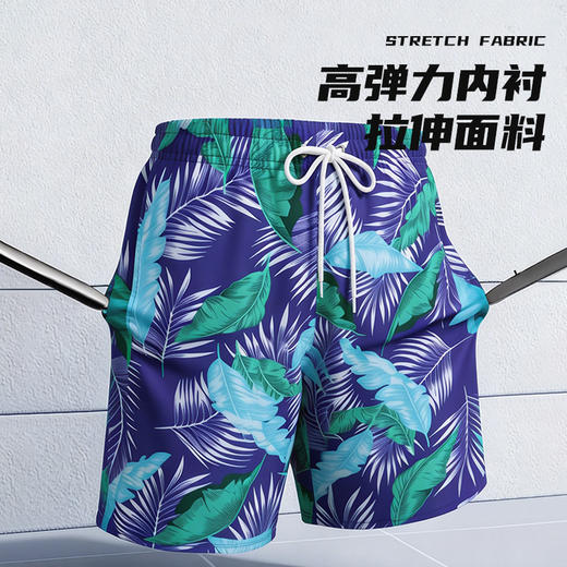 新款速干沙滩游泳裤男防尴尬宽松修身男士泳裤户外时尚印花短裤 商品图2