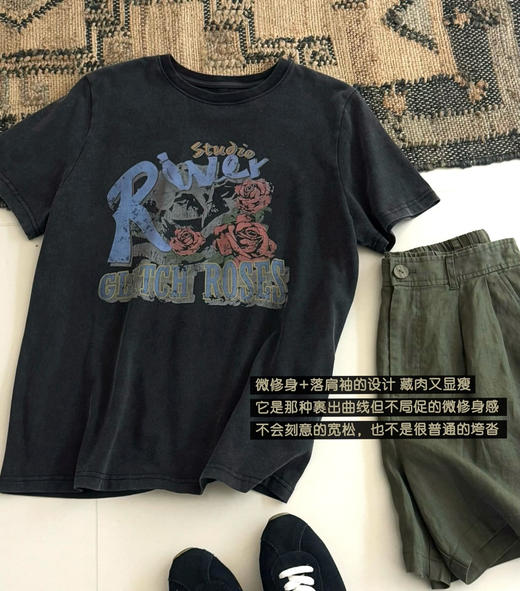 韩国设计师款Raive复古T恤06041 商品图3