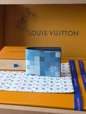 春夏特惠💰340 原单LV 新品马赛克蓝格系列 M25891 靛蓝 短款钱夹