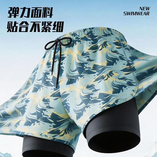 双层速干泳裤男防尴尬宽松男士泳衣泡温泉大码沙滩裤游泳装备 商品图2