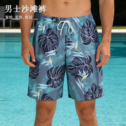 新款印花速干沙滩裤男专业大码平角泳裤户外沙滩温泉男士游泳装备 商品图0