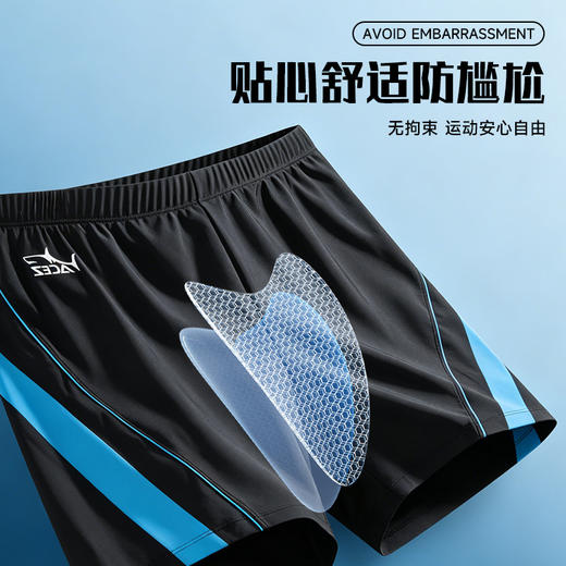 速干运动款大码男士泳裤平角舒适涤纶游泳裤沙滩游泳泡温泉男泳衣 商品图2