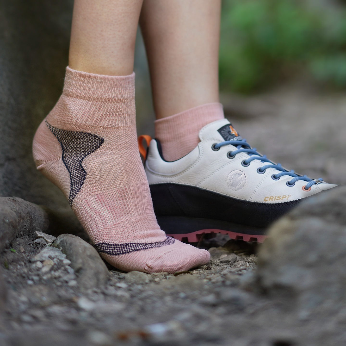 CRISPI &UphillSports联名 户外徒步登山袜羊毛袜跑步袜子短袜薄款 E9755