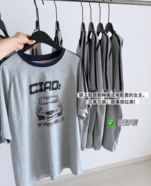 韩国订单复古汽车ciao字母t恤 商品图11