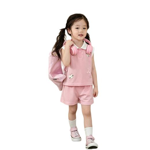 【经典学院风❗️软萌少女感】女童夏季polo背心套装女宝立体蝴蝶结上衣女孩无袖短裤小童两件套。xd★深秘心选 商品图4