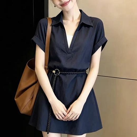 卷卷紫法式棉麻衬衫连衣裙（配送腰带）莱赛尔亚麻混纺凉爽舒适亲肤透气 百搭显瘦高级松弛提气质 商品图7