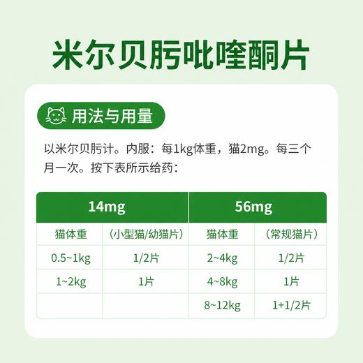 巴士宠米尔贝肟吡喹酮片 6片装 猫用体内驱虫 商品图4