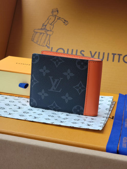 春夏特惠💰330 原单LV M25849短夹 黑花/橙色 商品图1