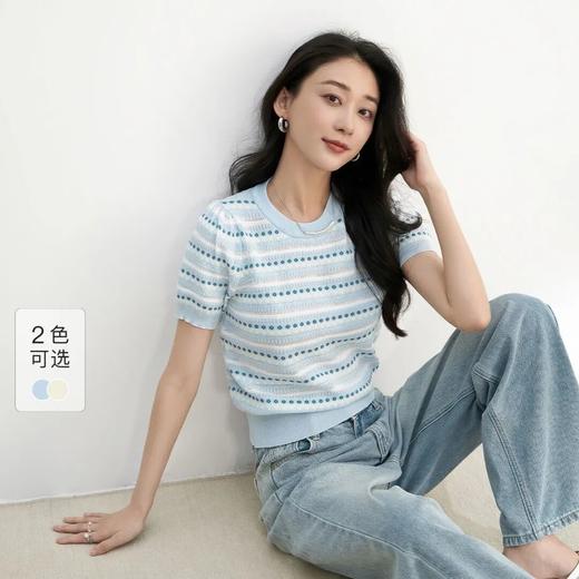 复古针织短袖 | 多款可选。POLO衫的学院风情；圆领针织衫的温柔，搭配半身裙是轻熟风，配牛仔裤就是元气少女 商品图3