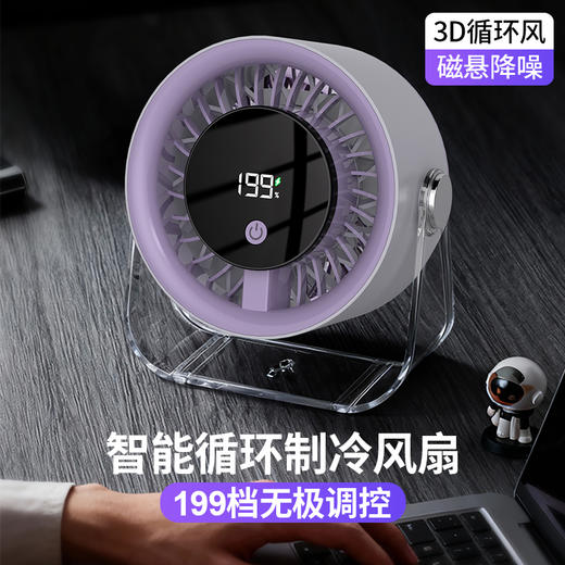 【超模君严选 品牌直发！前200名赠送冰感毛巾2条】塞尔兰斯冰感风扇 桌面/挂壁两用，199档，无刷电机，360°广角摆头内置磁悬浮主动降噪电机 商品图4