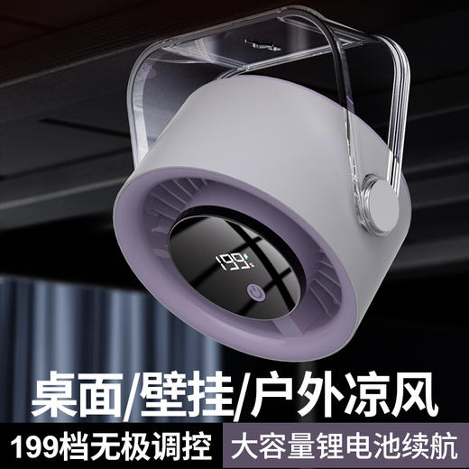 【超模君严选 品牌直发！前200名赠送冰感毛巾2条】塞尔兰斯冰感风扇 桌面/挂壁两用，199档，无刷电机，360°广角摆头内置磁悬浮主动降噪电机 商品图3
