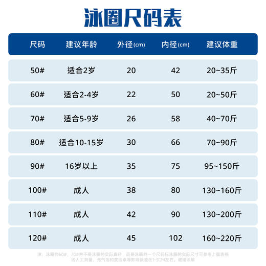 成人游泳圈环保PVC材质安全耐用游泳必备 商品图1
