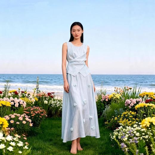 夏季新款网红炸街女收腰显瘦无袖上衣法式仙气高腰连衣裙-均码★娃娃优选 商品图3